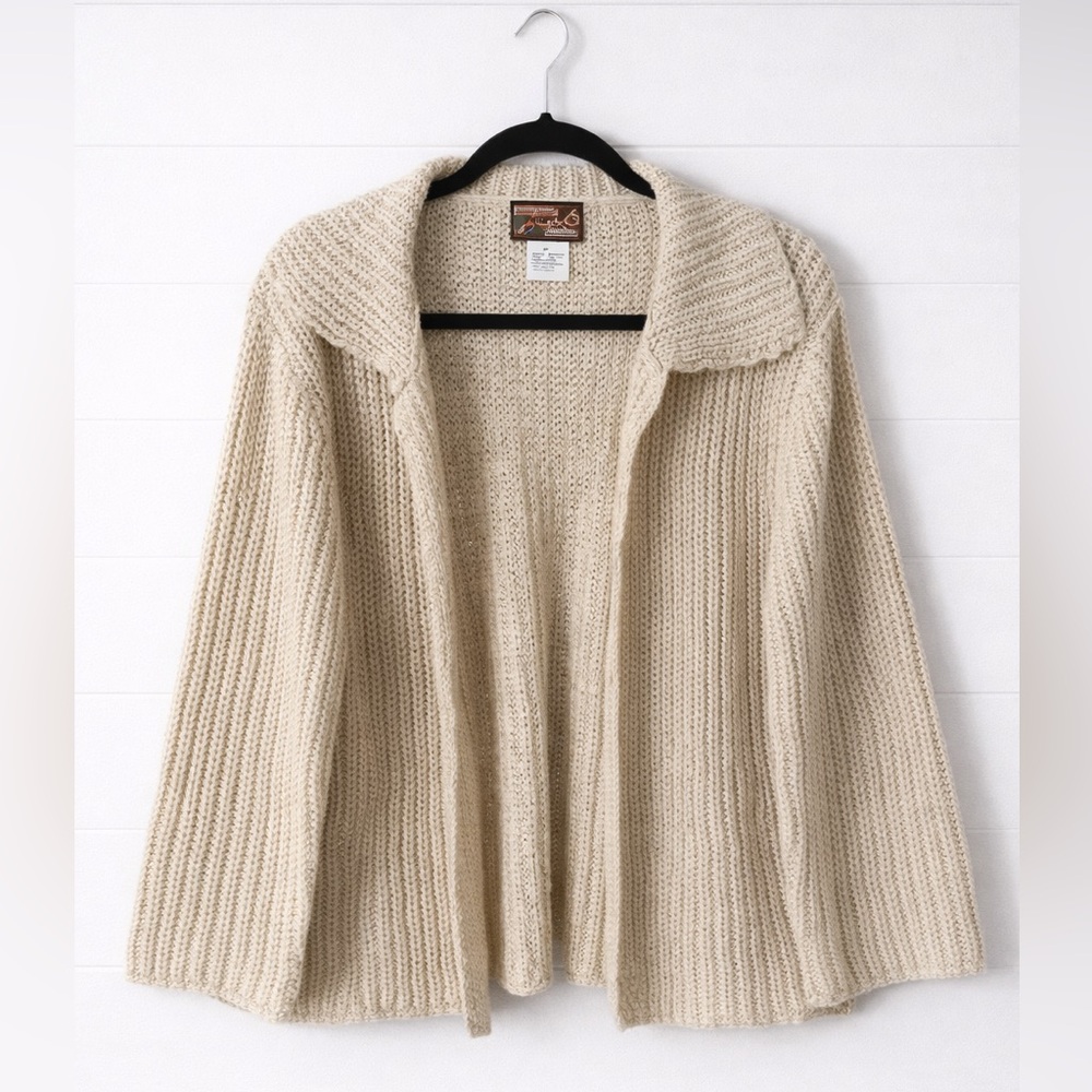 Vintage April Cornell Women’s Cardigan Cozy Sweater Ivory Stretch Size M